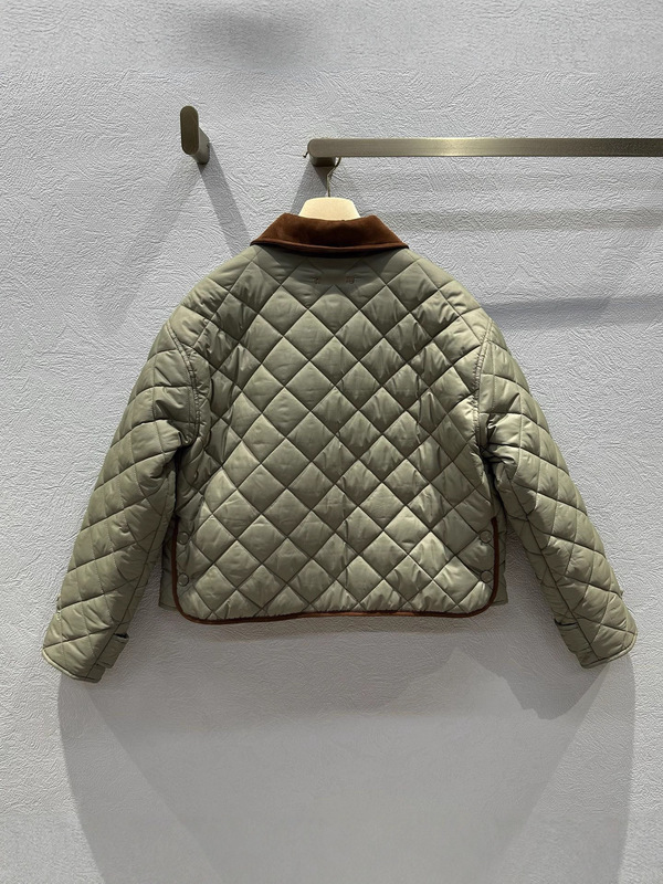 南油高端女装2025年秋冬Miu*新品撞色拼接翻领菱格纹棉服外套女|undefined