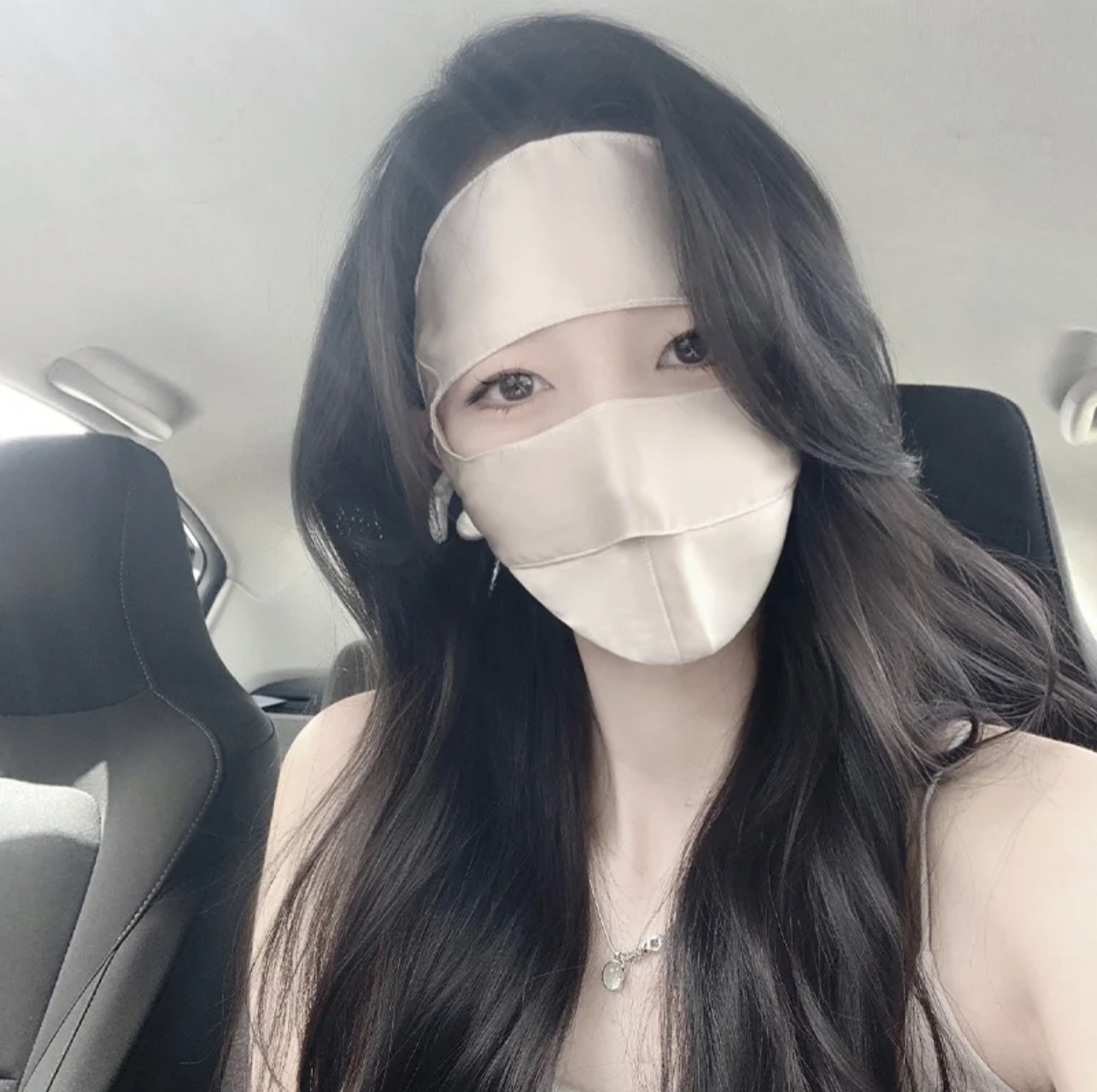 Anti-UV Blu-ray Anti-radiación Face Máscara de protección solar de seda de morera Cara completa Nueva conducción Cara de seda Gini