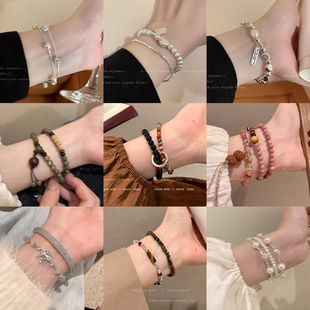 2025 hot pearl bracelet for women versatile high-end new Chinese retro bracelet temperament butterfly hand decoration wholesale