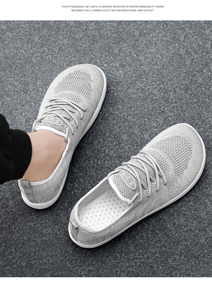 Giày thể thao nam cỡ lớn mũi rộng thoáng khí dệt kim co giãn, giày đi bộ nhẹ đế thấp — màu kaki, màu xám, đen chi tiết 19