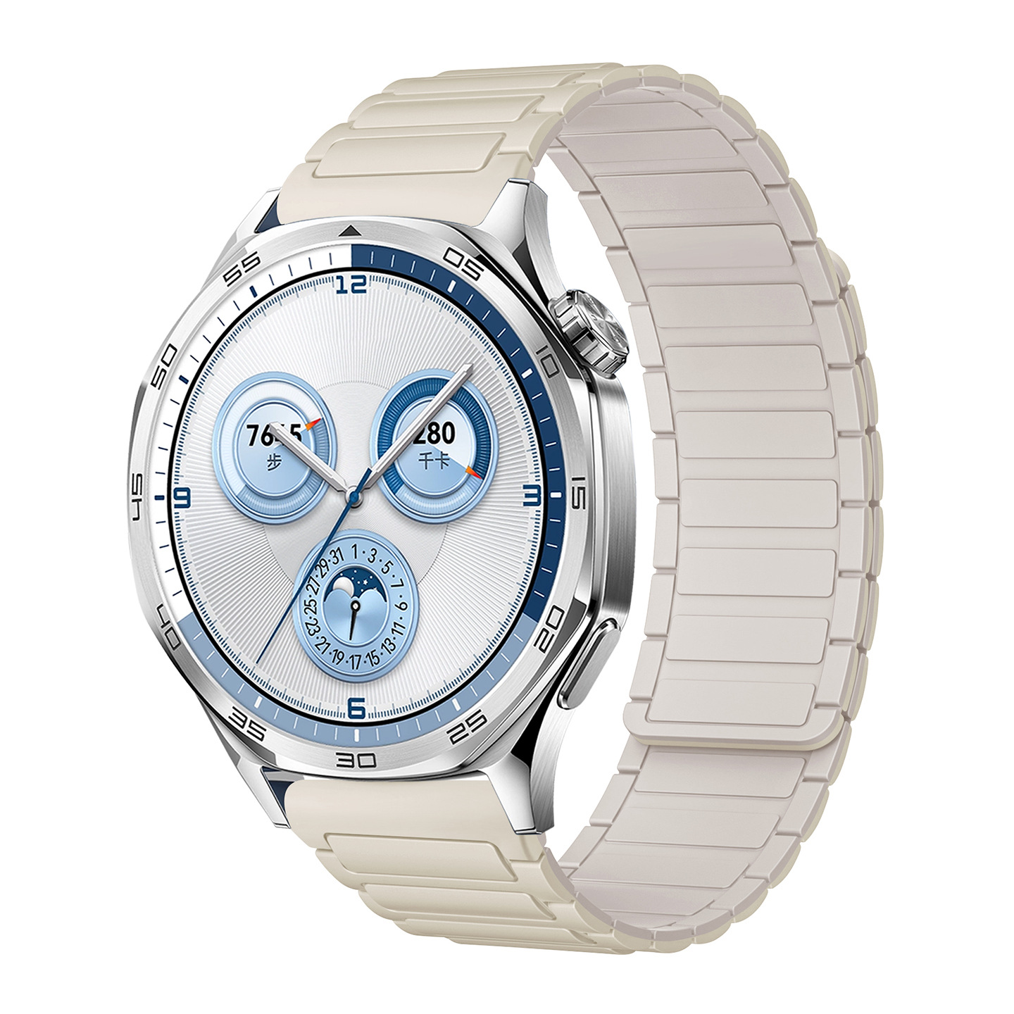The watch4567 Armored I-shaped three-bead silicone magnetic watch strap is suitable for Huawei gt3, GT4 and GT5 watches undefined