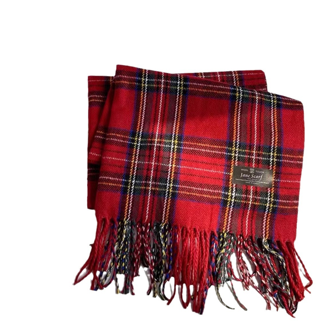 Écharpe d'hiver à carreaux rouges de Noël, édition coréenne polyvalente pour hommes et femmes, châle chaud pour couple d'étudiants_voghion.com