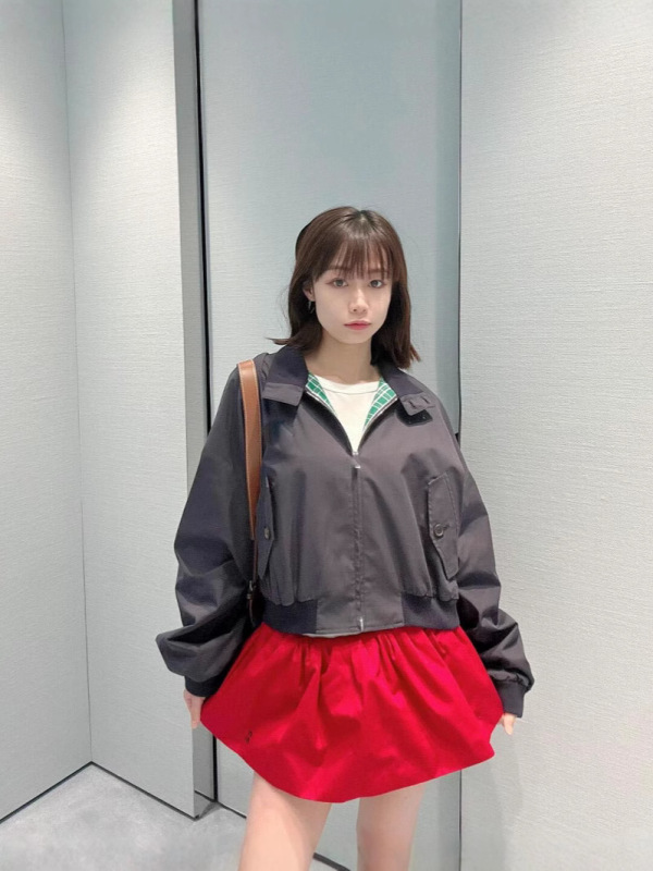 春夏新作ミュウ南油工場レトロ気質シンプルストリートトレンドコントラストカラーウエストジッパージャケット|undefined