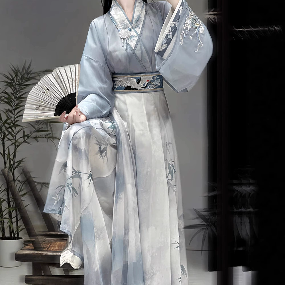 Оригинальный женский костюм династии Хань, новый китайский стиль 2025 года, с перекрестным воротником, летняя юбка в китайском стиле, героическая фея, костюм в древнем стиле