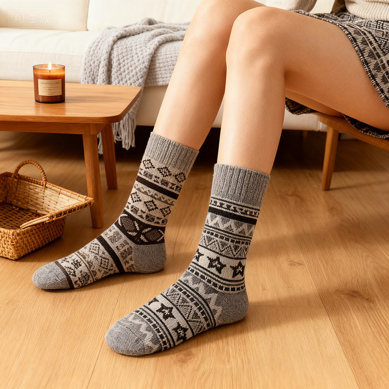Autumn and Winter Warm Fleece-Lined Thick Socks for Men and Women, Striped Socks for Couples, Winter Women's Terry Socks, Mid-Calf Socks, Factory Direct Sales Autumn and Winter Warm Fleece-Lined Thick Socks for Men and Women, Striped Socks for Couples, Winter Women's Terry Socks, Mid-Calf Socks, Factory Direct Sales