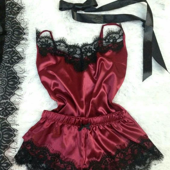 Женский комплект пижамы из атласа, две части: camisole и шорты, многоцветный, размеры S–XXL