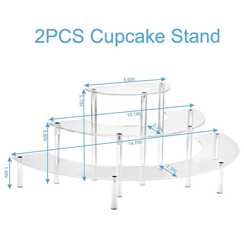 Трансграничная эксклюзивная высокопрозрачная акриловая многослойная витрина для кексов полумесяц десертной парфюмерной витрины