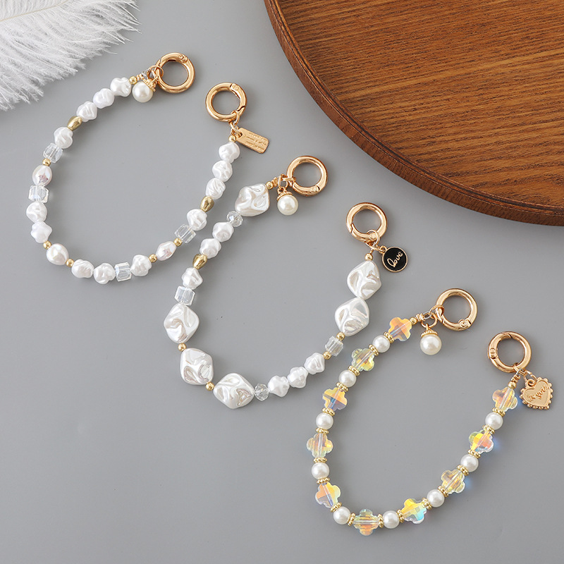 Light Luxury New Special-Shaped Pearl Handheld Chain Crystal Beaded Chain Mobile Phone Lanyard Bag Hanging Ornaments Anti-loss Pendant