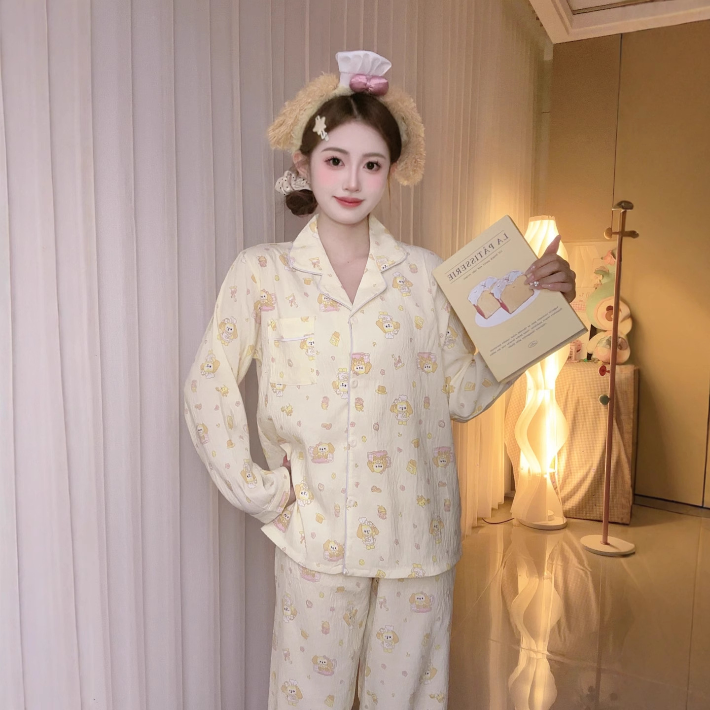 2025年秋季睡衣女长袖长裤云朵棉甜美开衫少女可外穿家居服套装