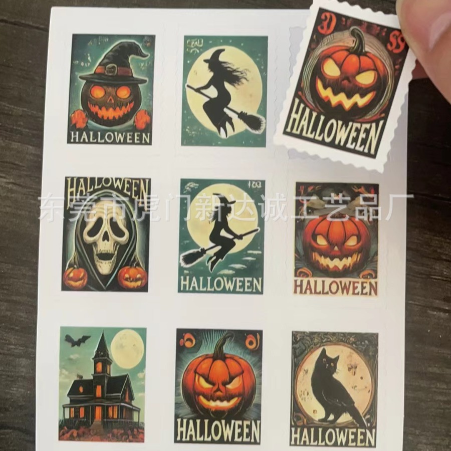 Cross-border New Hot Product Halloween Stamps Amazon Halloween Horror Pumpkin Ghost Stamp Sticker