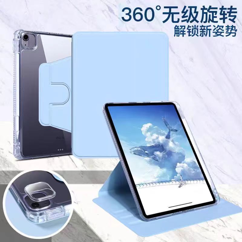 Customized Protective Case 10.9 Anti-Bending Acrylic Pro13 with Pen Slot 2024 High Transparency Rotating All-Inclusive Anti-Fall Mini6