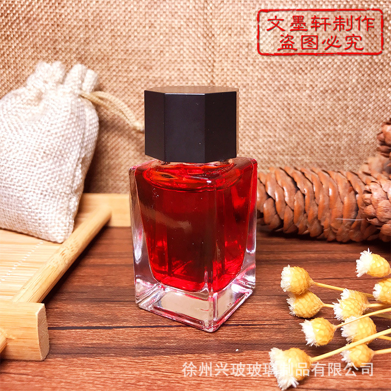 现货批发磨砂玻璃墨水瓶18ml 透明颜料分装瓶 四方形电子烟油瓶