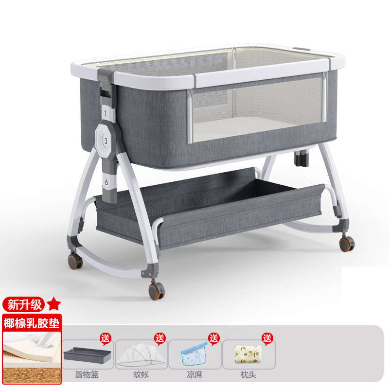 Cuna de bebé recién nacido cama costura Cama grande Baby Shaker BB cama de los niños cuna cama multifuncional móvil plegable image 41