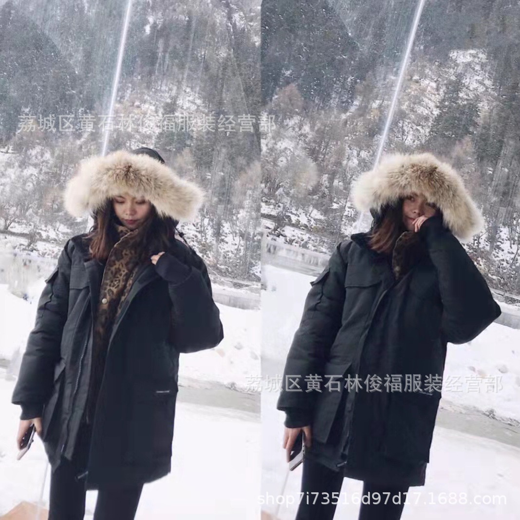 羽绒服同款08远征款狼毛冬款男女中长款派克大衣情侣款亲子款