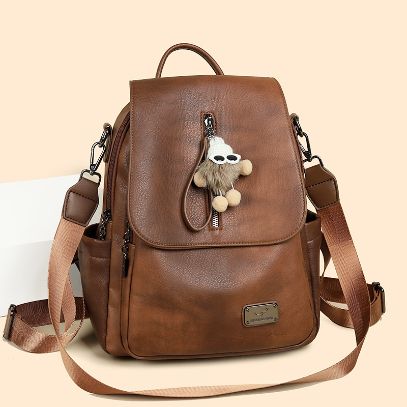 品牌正品真皮双肩包女2025新款百搭时尚旅行背包大容量妈妈包软皮