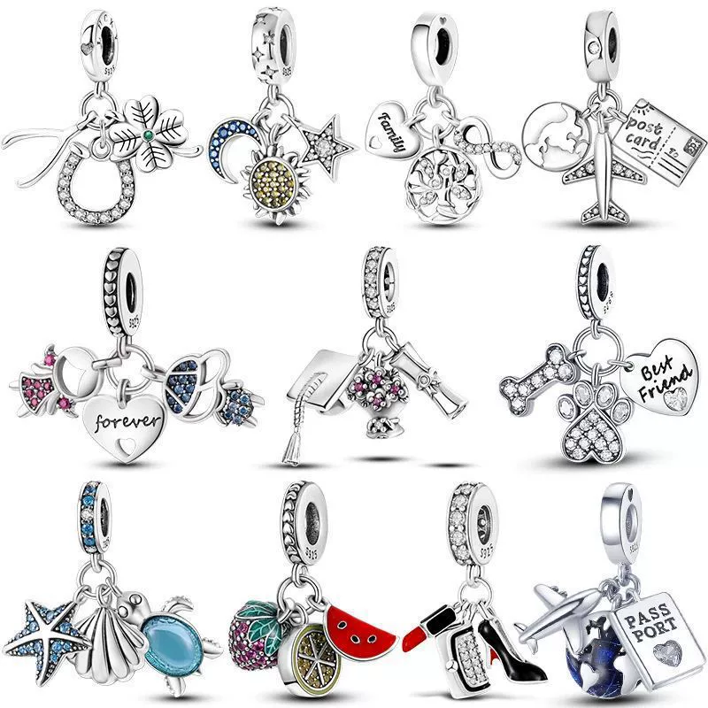 Серебряный шарм подходит для оригинального браслета Pandora Diy Moon Star Tra