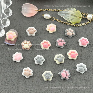 Autumn and Winter New Flocking Cat Claw Cartoon Nail Art Accessories Cute Three-dimensional Bear Claw Resin DIY Wear Armor Accessories