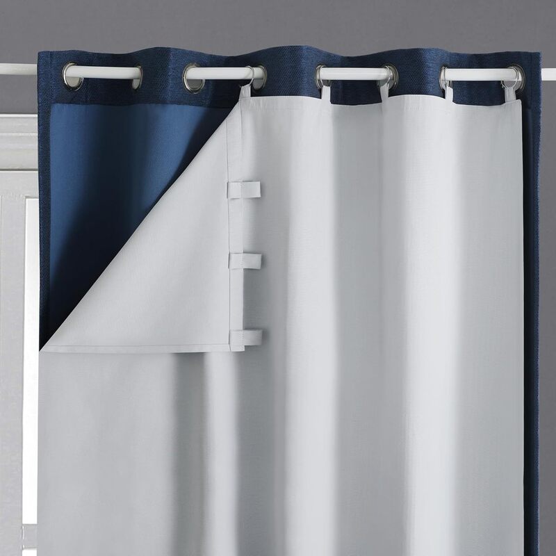 Cross-border Amazon curtain blackout lining 100% full blackout curtain lining hook heat insulation curtains