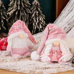 国境を越えた新しいクリスマス装飾品のスパンコールニット帽小人公仔カップルのルドルフクリスマスプレゼントの置物
