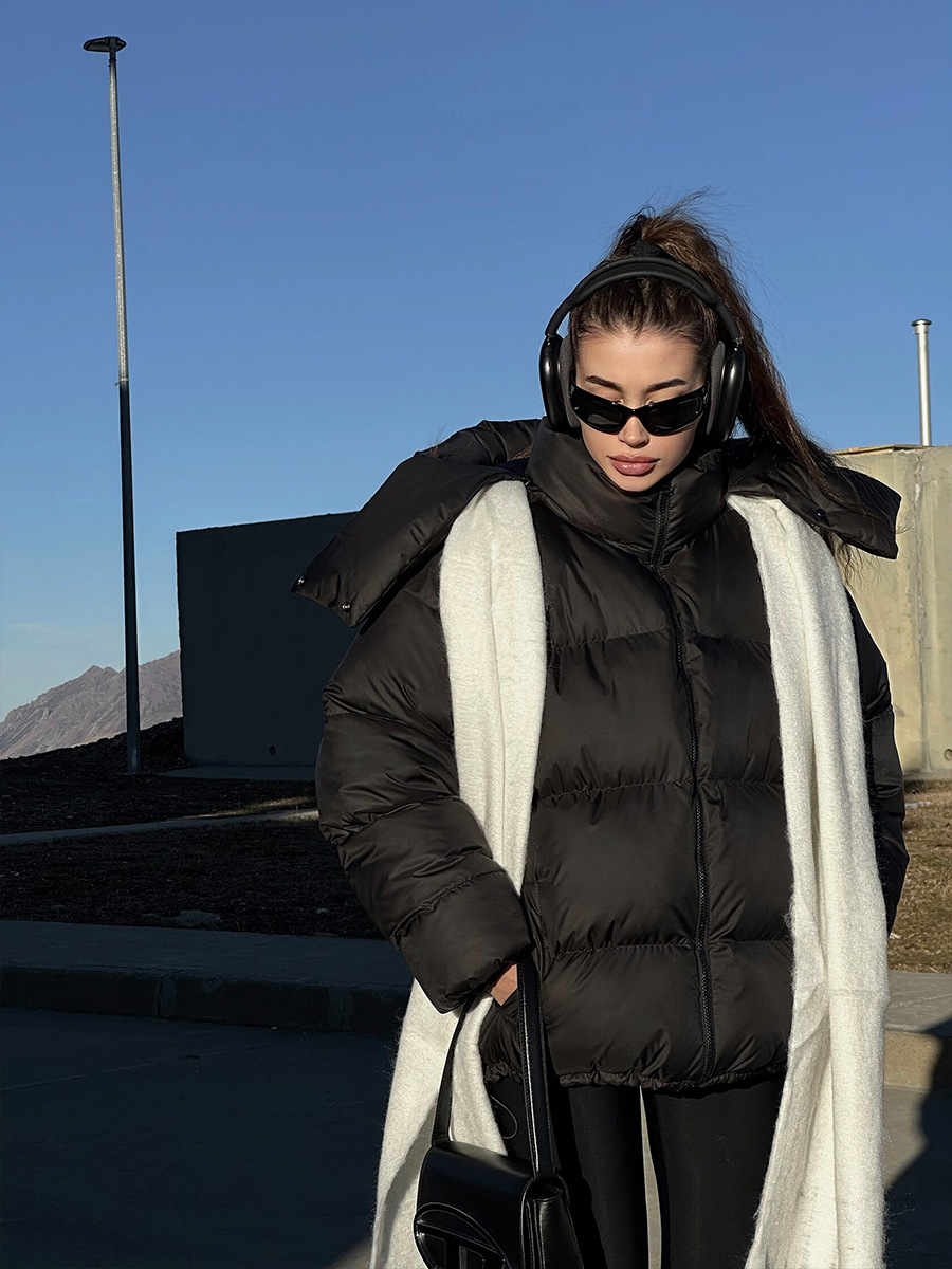 Trajes de pan transfronterizos para mujeres Europa y América en invierno 2025 nuevo estilo de calentamiento, chaqueta de algodón suelta, chaqueta de algodón gruesa