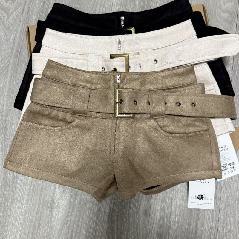 Retro Suede Casual Shorts for Women in Autumn and Winter New High-Waisted Slimming Look Sexy Simple and Versatile Hip-Covering A-Line Hot Pants