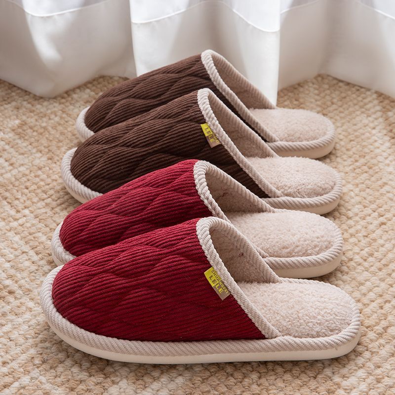 Winter Thickeneded Cotton Slippers for Indoor Home Use for the Elderly, Ankle Protection, Warm Soft Soles, Anti-Fall, Parents' Anti-Slip Home Shoes for Men