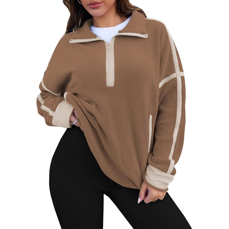 Amazon Women Zip Sweatshirt Hoodie Long Sleeve Collar Pullover Casual Colorblock Top with Pockets Amazon Women Zip Sweatshirt Hoodie Long Sleeve Collar Pullover Casual Colorblock Top with Pockets