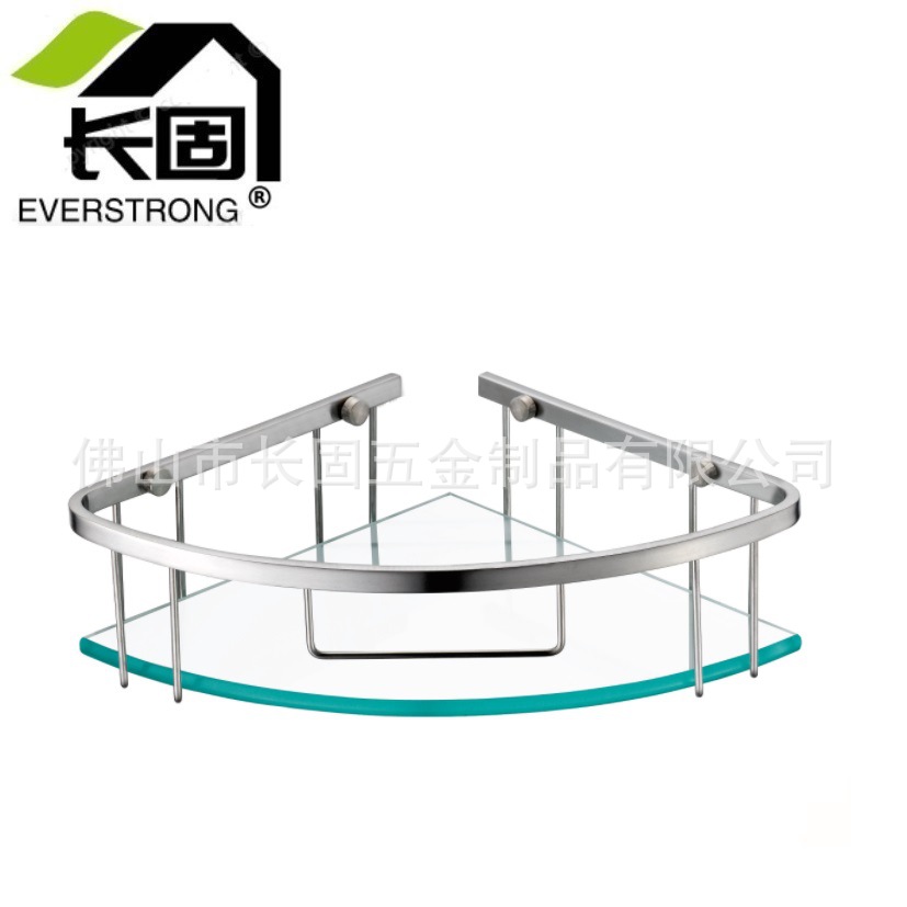 带边框围栏卫生间转角架304不锈钢玻璃置物架三角平台黑色镜砂光