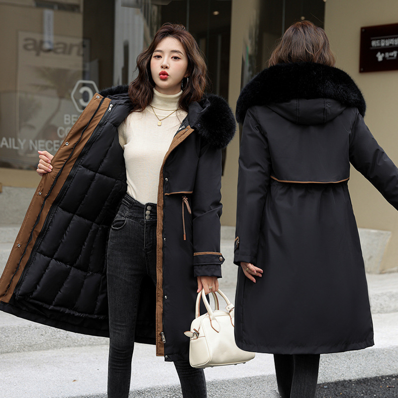 One-Piece Three-Wear Detachable Parka Women's Mid-Length New down Cotton Clothes Waist Slimming Thickened Quilted Jacket