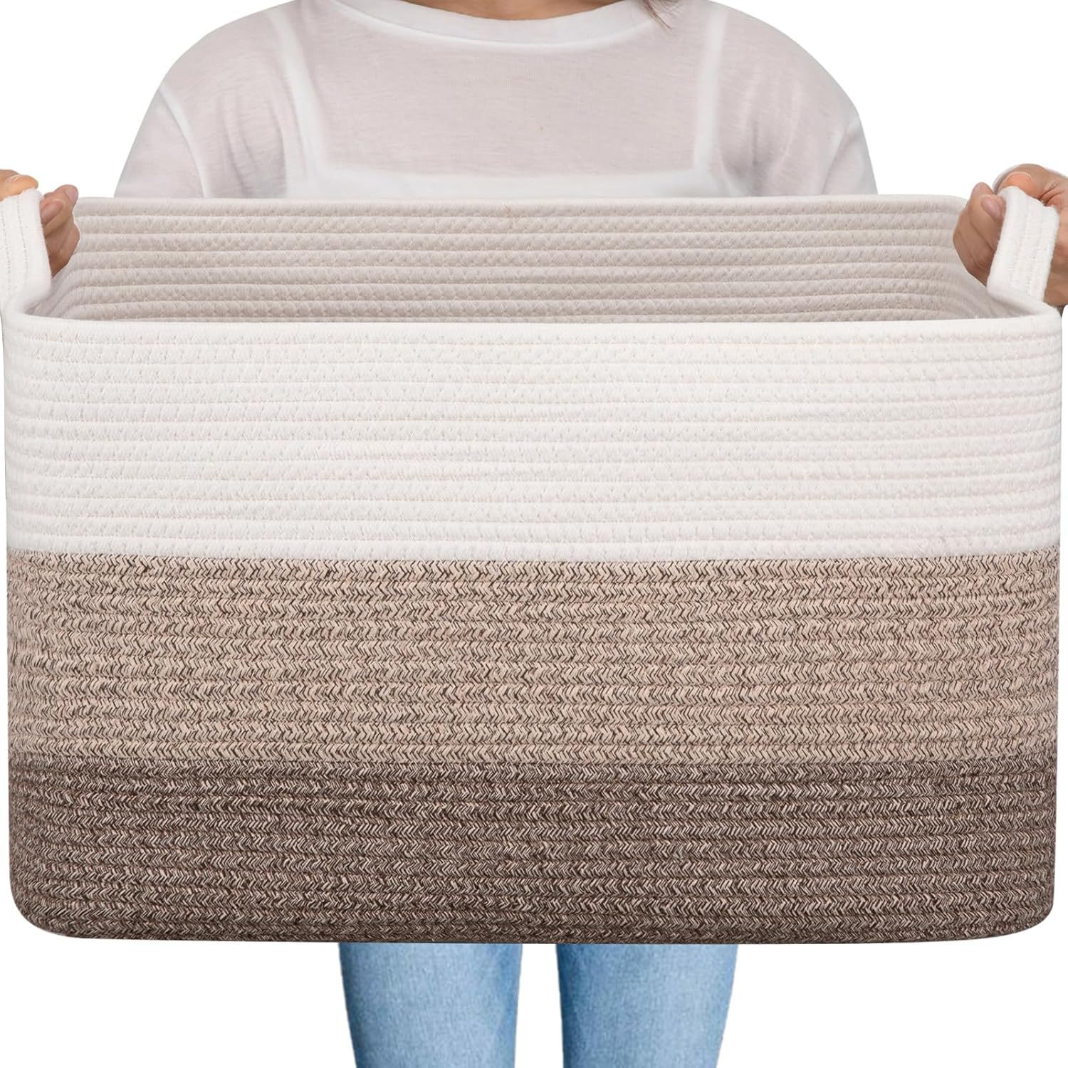 Fábrica directa gran tela de algodón trenzada canasta de ropa sucia canasta de almacenamiento de juguetes armario de dormitorio canasta de almacenamiento plegable