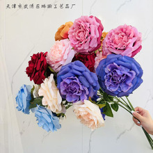 高品质仿真花3头大奥斯汀玫 马丁玫居家装饰婚庆插排装饰道具假花