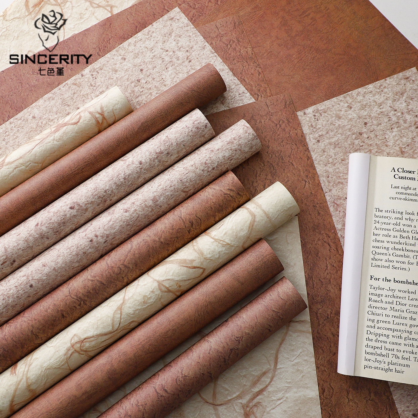 Nuevo embalaje de flores en papel de corteza plana siete colores diy tienda de flores artesanal embalaje de regalos de papel