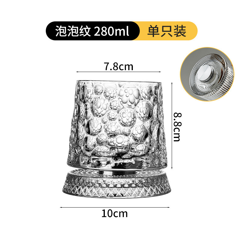 Verot lujo ligero taza de whisky de alta calidad taza giratoria taza de vino extranjero cristal casa taza de cerveza giratoria