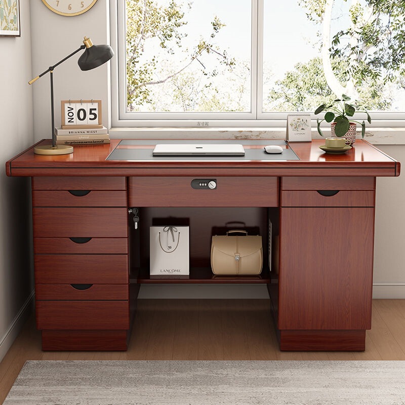 Office Desk and Chair Set, Home Writing Desk, Desktop Computer Desk, Single-Person Desk with Drawer Lock, Home Writing Desk Factory