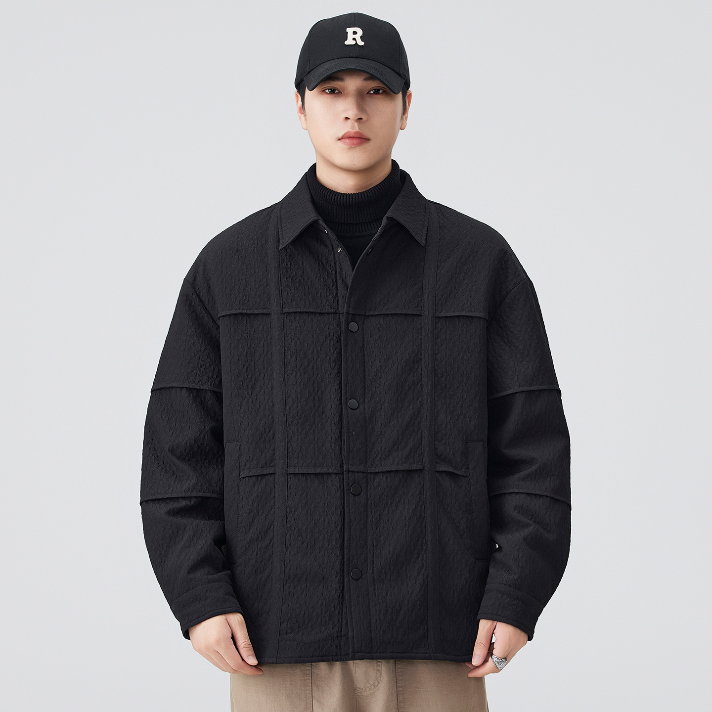 Chaqueta de plumón hombre ligera delgada solapa empalmada abrigo de plumón cálido 2025 invierno nuevo estilo casual color sólido universal