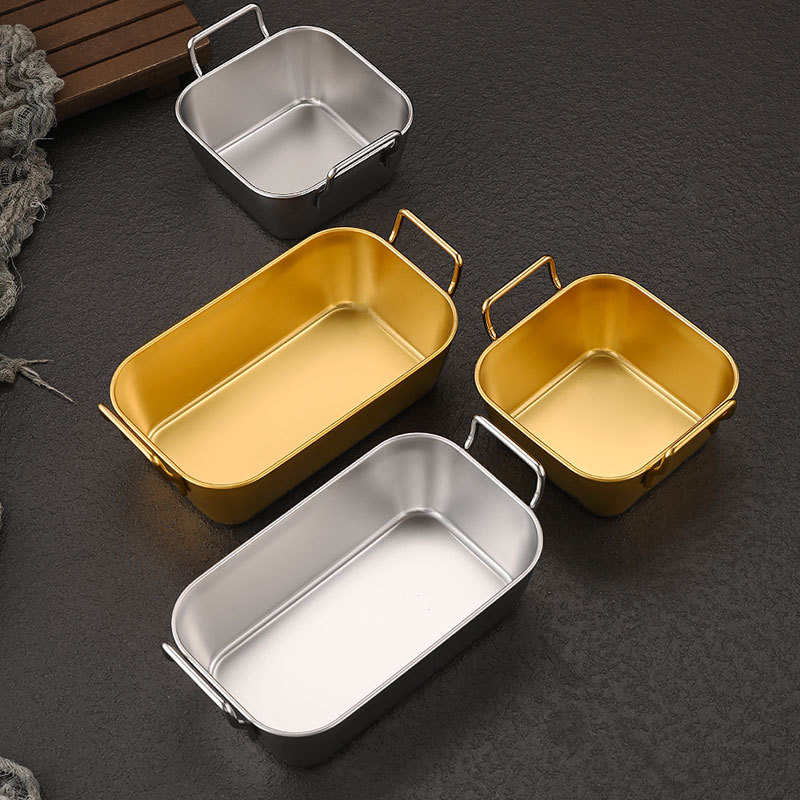 Papas fritas americanas creativas coreanas Pollo frito Cesta de acero inoxidable Comida frita Aperitivos dorados Plato cuadrado al por mayor