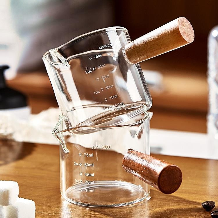 Coffee glass measuring cup scaled