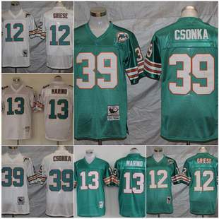 Miami Dolphins legendary second-generation football jersey 13#39#12# retro embroidered jersey team uniform T-shirt