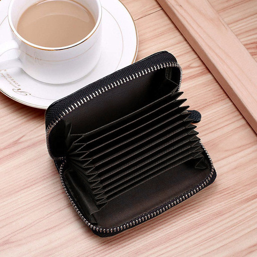 New card holder for women, simple and fashionable ID bag, casual multi-functional wallet card holder, all-in-one bag, men's driver's license leather holder