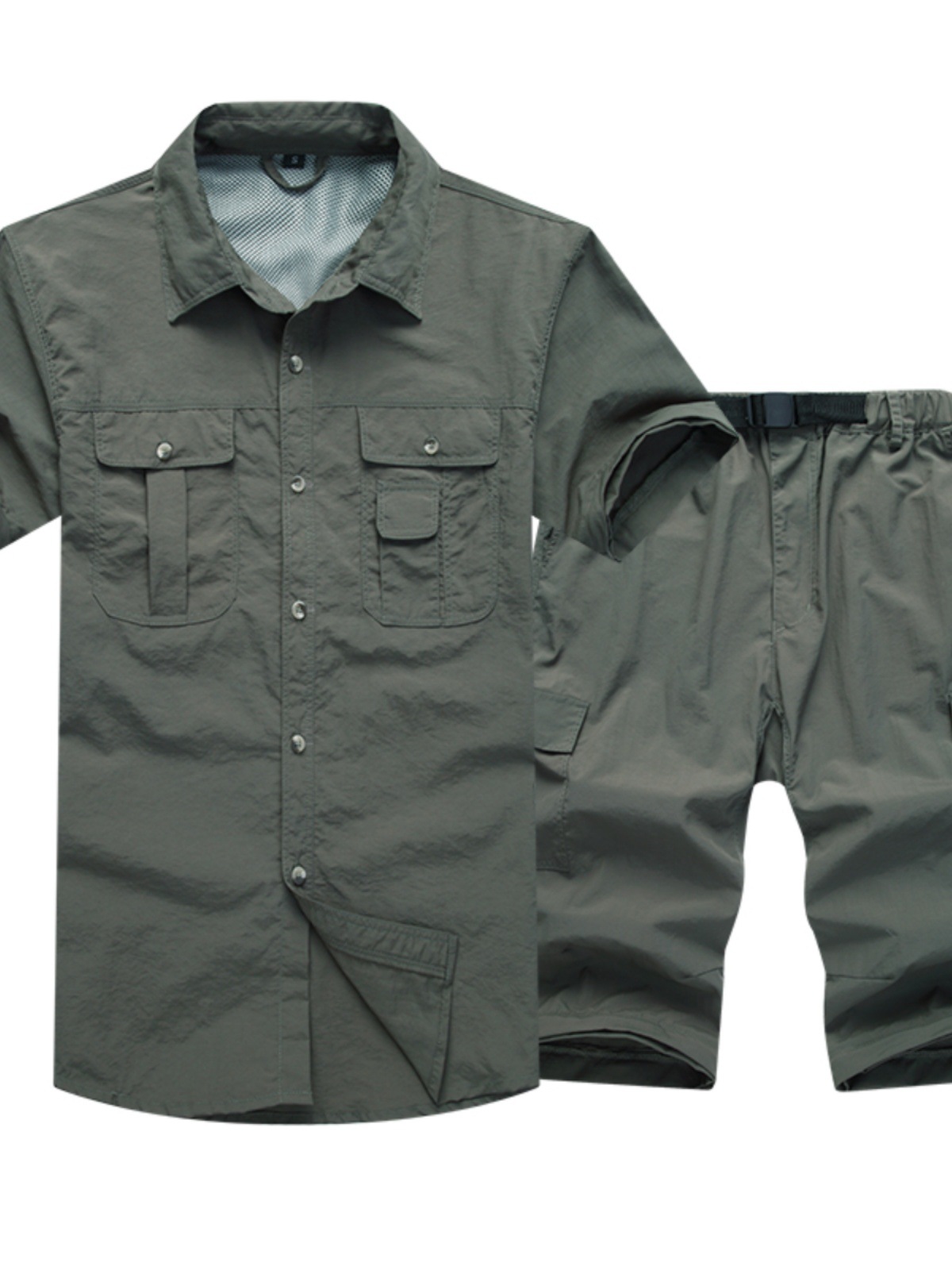 Quick-drying pants suit men's long-sleeved two-section detachable work suit outdoor outing mountaineering camping fishing suit summer