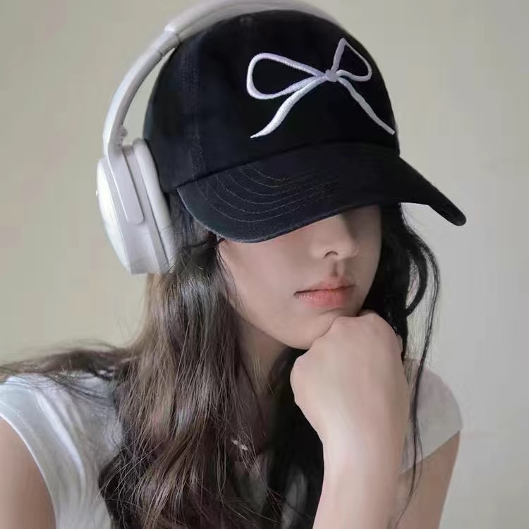 Curved Eaves Rim Women's Lady Bow Knot Curved Eaves Baseball Cap