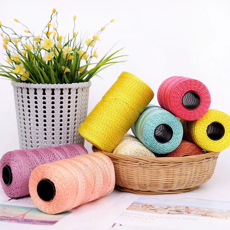 金丝三股合股线手工编织钩包勾帽子汽车坐垫水杯套勾拖鞋亮丝线