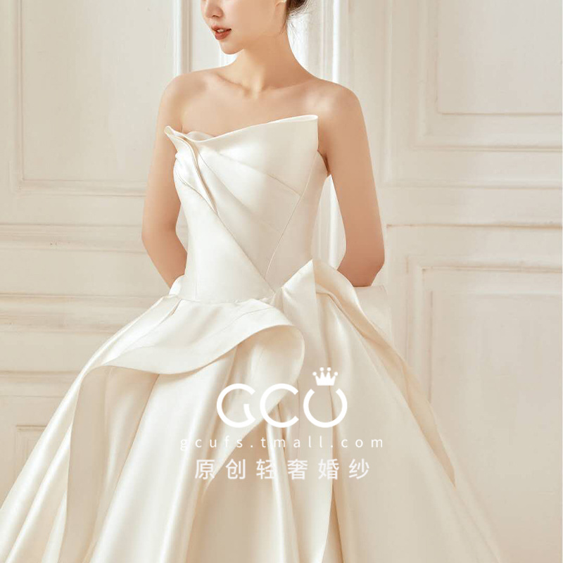 "Queen's Garn" Satin Strap-Boe Main Wedding Dress 2025 New Dead…