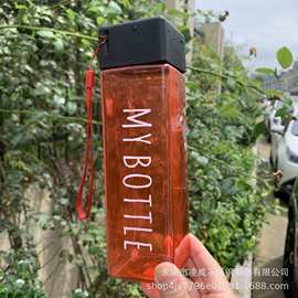 500毫升塑料瓶my bottle透明塑料方杯随行AS果汁杯order印刷水杯