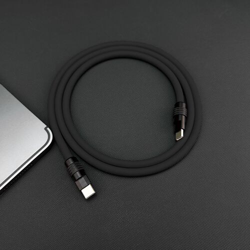 黑色铝合金外壳6MM真硅胶适用安卓笔记本华为小米快充数据线