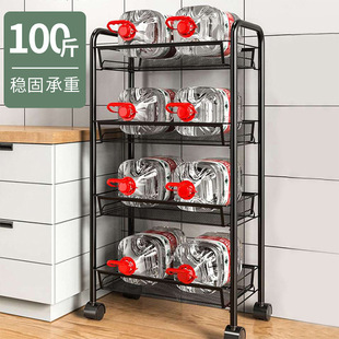 Multi-layer storage rack wheeled movable rotating household storage rack kitchen storage rack iron storage rack factory supply