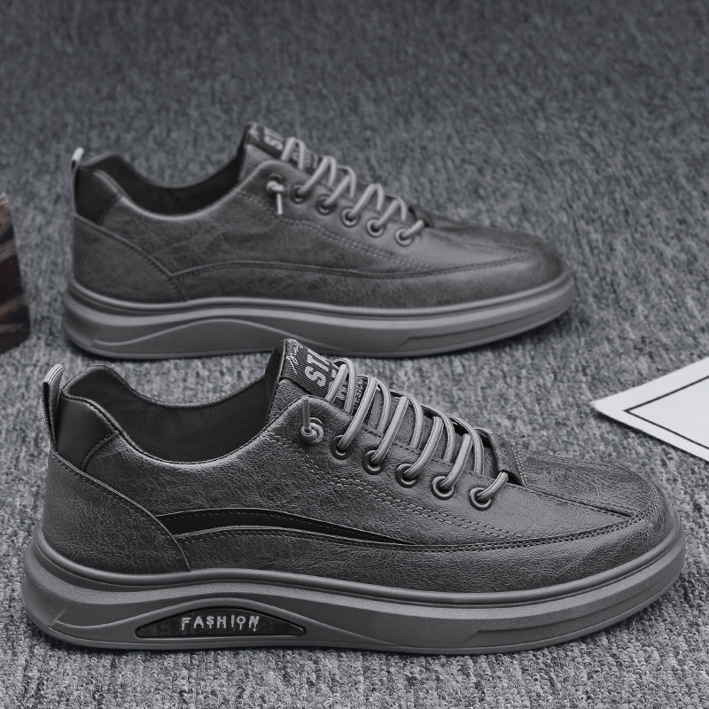 Весенние мужские туфли 2024 новые весенние и осенние спортивные повседневные кожаные туфли мужские туфли черные нескользящие водонепроницаемые шеф-повар по страхованию труда
