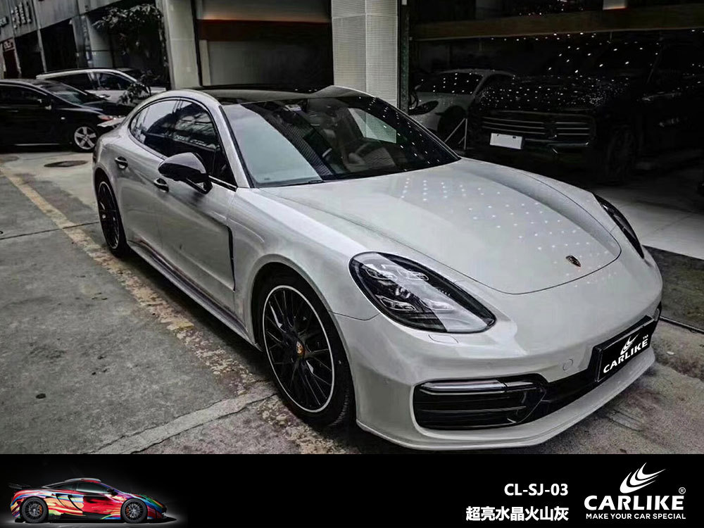 Carlake Super brillante cristal negro coche de color cambiante película brillante superficie cuerpo película cemento gris completo coche de color cambiante pegatinas decorativas