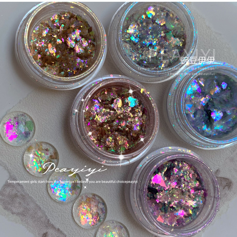 Manicura Opal polvo japonés Aurora brocado polvo fantasía polarizado hadas nieve terciopelo polvo uñas decoraciones luz y delicada