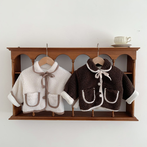 Korean version of infant and toddler cotton coats  winter new style plus velvet, lamb fur and rabbit velvet, thickened and warm fur coat